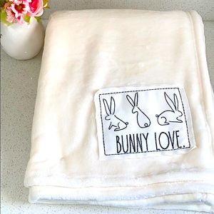 ❗️RAE DUNN BUNNY LOVE PLUSH PATCHWORK FARMHOUSE THROW BLANKET